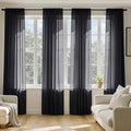 MIULEE Black Sheer Curtains 84 Inches Long, 4 Panels Set, Light Filtering Rod by MIULEE