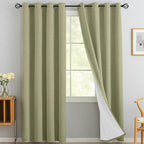 Yakamok Linen Sage Curtains 100% Blackout 84 Inches Long, Room Darkening by Yakamok