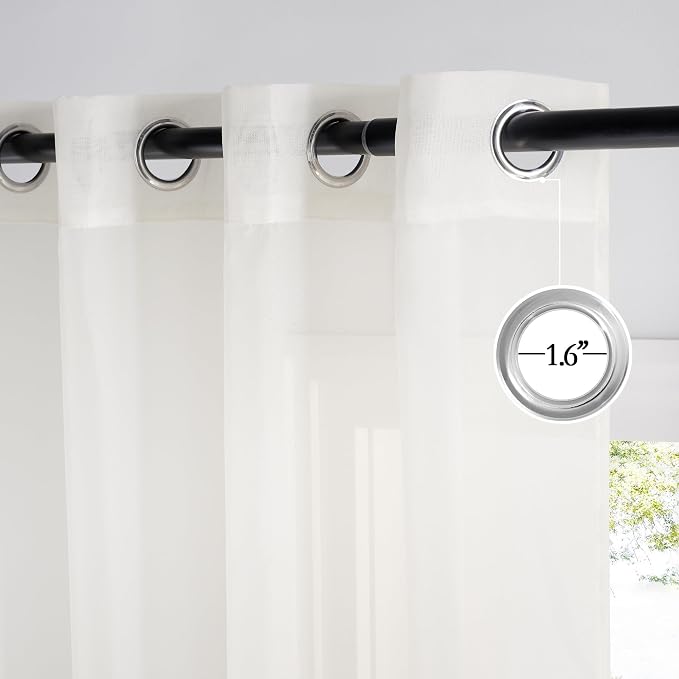 NICETOWN Natural Voile Sheer Bedroom Curtains 84 Inches Long, Grommet Airy & - Image 2
