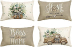 AVOIN Colorlife Bless Our Home Farmhouse Eucalyptus Leaves Throw Pillow Covers by AVOINcolorlife