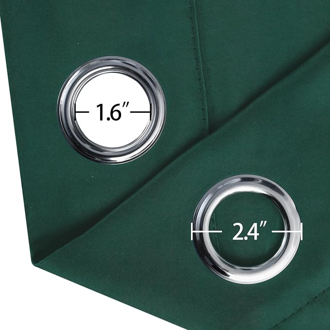 LEMOMO Blackout Curtains 52 x 90 Inch Long Dark Green Curtains Set of 2 Panels - Image 5