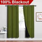 NICETOWN 100% Blackout Window Curtain Panels, Olive Green, 2 Pieces, 42-inch - Image 2