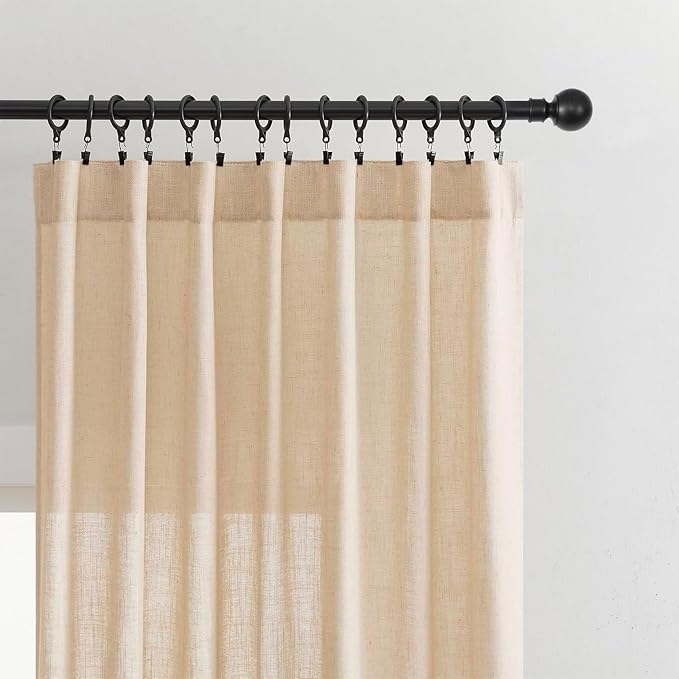 Joydeco Linen Curtains 96 Inch Length 2 Panel Sets, Light Filtering Curtains - Image 4