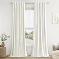 Guken Ivory Linen 100% Blackout Curtains 84 Inch Length 2 Panels Set by Guken