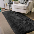 Latepis Black Runner 2x5 Washable Rug Faux Sheepskin Bedroom Rug Soft Fluffy by Latepis