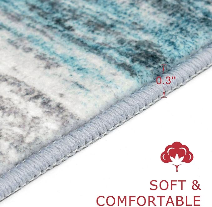 KOZYFLY Modern Abstract Hallway Runner Rug, 2.6x18 Washable Rug Runner Non-Slip - Image 2