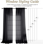 OVZME Black Bedroom Curtains 96 Length - Image 2