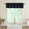 Black Valances for Windows, Light Filtering Faux Linen Textured Small Short by WelvetBLK