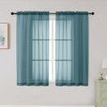 Dusty Blue Sheer Curtains for Bedroom Living Room 45 Inch Length 2 Panels by WelvetBLK