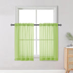 OWENIE Short Lime Sheer Curtains 36 Inch Length 2 Panels Set, Kitchen Tiers by OWENIE
