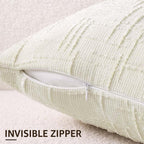 decorUhome Summer Cream White Chenille Throw Pillow Covers 16x16 Set of 2 - Image 3