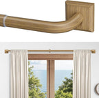 Boho Wood Grain Curtain Rods for Windows 66-152Inch Heavy Duty Wrap Around by RBYCOS