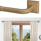 Boho Wood Grain Curtain Rods for Windows 66-120Inch Heavy Duty Wrap Around by RBYCOS