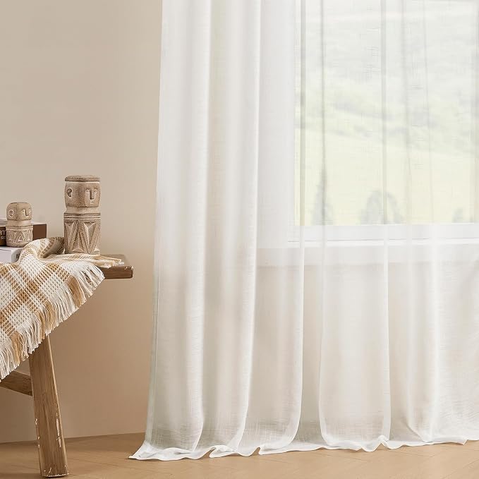 Joydeco Sheer Curtains 108 Inches Long, Cream Curtains - Image 6