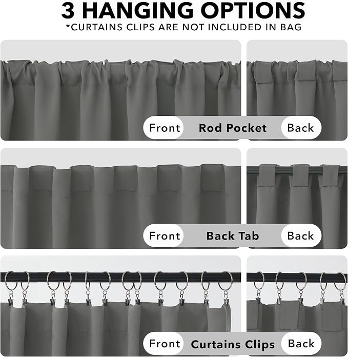Deconovo Back Tab and Rod Pocket Curtains Blackout Shades Room Darkening Blinds - Image 2