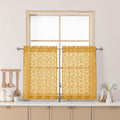 Chyhomenyc Gold Sheer Curtains 30 Inch Length, Light Filtering Leaf Tufted by Chyhomenyc