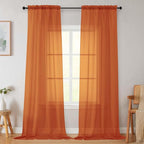 Orange Sheer Curtains for Bedroom Living Room 96 Inches Long 2 Panels, Modern by WelvetBLK