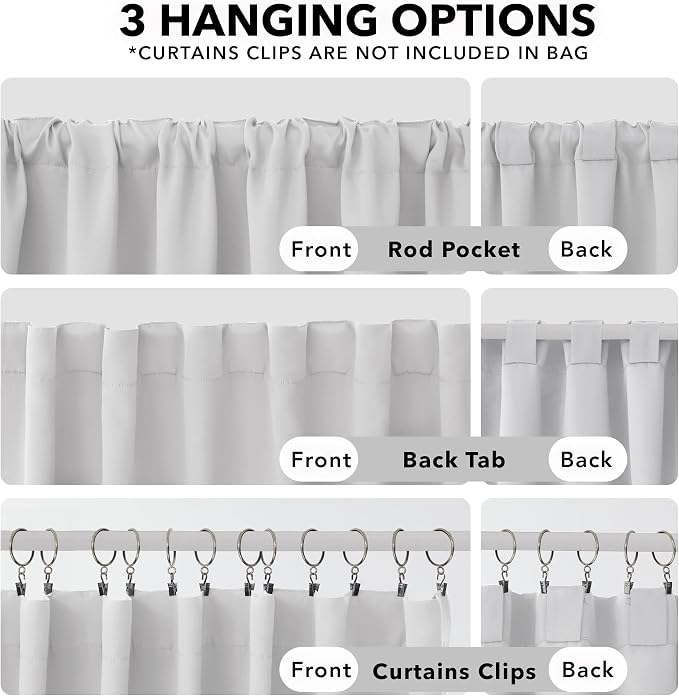 Deconovo Back Tab and Rod Pocket Curtains Blackout Curtains Thermal Insulated - Image 2