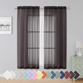 Simplebrand Chocolate Sheer Curtains 63 Inch Length 2 Panels, Rod Pocket Solid by Simplebrand