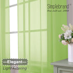 Simplebrand Lime Sheer Curtains 63 Inch Length 2 Panels, Rod Pocket Solid Color - Image 6