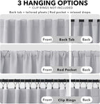 Deconovo Blackout Curtains, Thermal Insulated, W70 x L63 2 Panels, Back Tab - Image 2