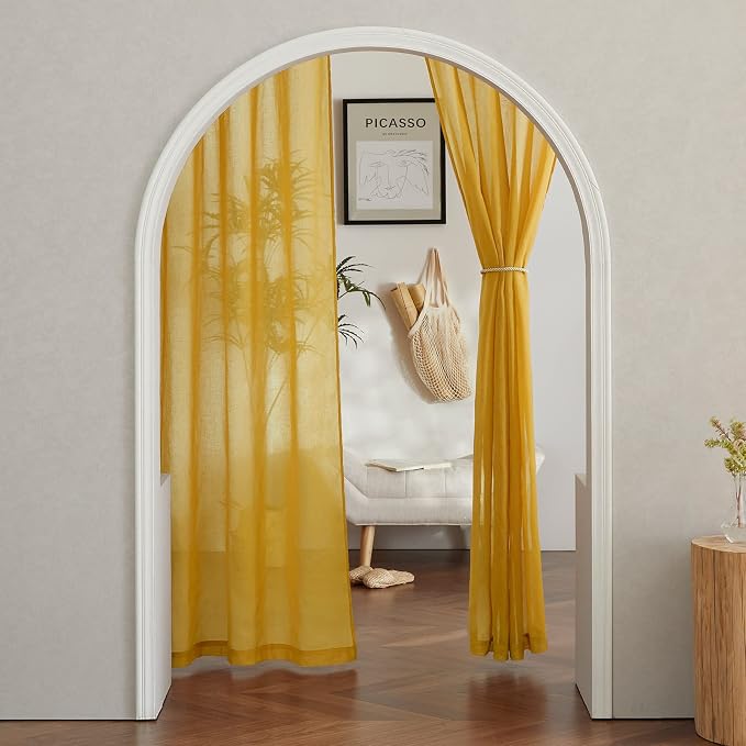NICETOWN Citrine Linen Curtains 108 inches Long, Grommet Decorative Semi Sheer - Image 7