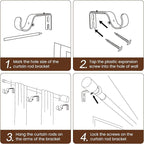 1” Diameter Curtain Rods Itself is 30 to144 inch 1 Pack Fit 30-142 inch - Image 6
