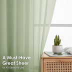 OVZME Light Green Sheer Curtains 54 Inches Long 2 Panels - Image 3