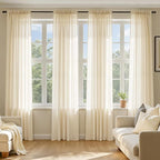 MIULEE Butter Cream Sheer Curtains 90 Inches Long, 4 Panels Set, Rod Pocket by MIULEE