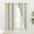 NICETOWN Natural Kitchen 100% Blackout Narrow Curtains 48 inches Long 2 Panels by NICETOWN