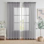 MIULEE Charcoal Grey Sheer Curtains 84 Inches Long 2 Panels, Light Filtering by MIULEE