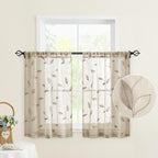 HOMEIDEAS Taupe Sheer Kitchen Curtains 30 X 24 Inch Length 2 Panels Beige by HOMEIDEAS