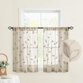 HOMEIDEAS Taupe Sheer Kitchen Curtains 30 X 36 Inch Length 2 Panels Beige by HOMEIDEAS