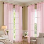 OVZME Blush Pink Sheer Curtains 63 Inches Long 2 Panels Set, Light Filtering - Image 7