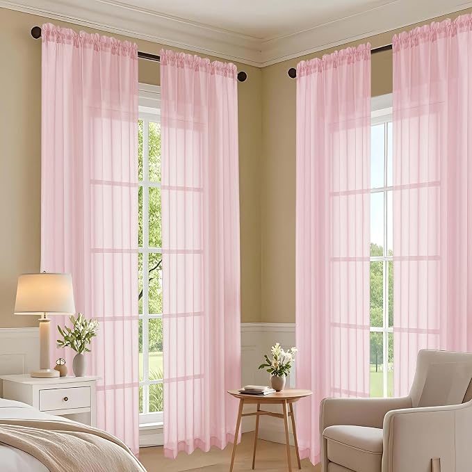 OVZME Blush Pink Bedroom Curtains 96 Length - Image 7