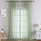 Gwine Sage Green Sheer Curtains 120 Inches Long 2 Panels Set, Extra Long Sheer by Gwine