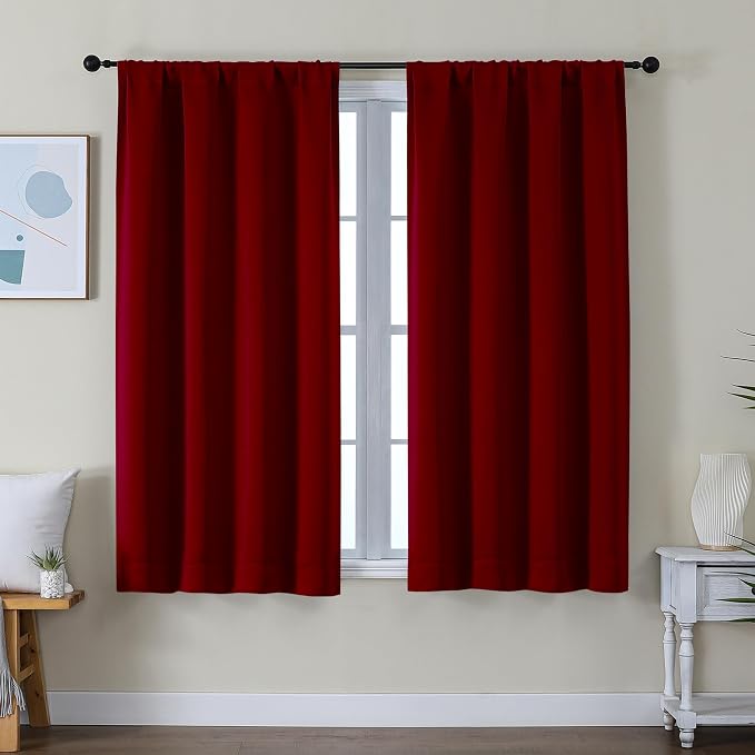 Simplebrand Ava Red Short Blackout Curtains by Simplebrand