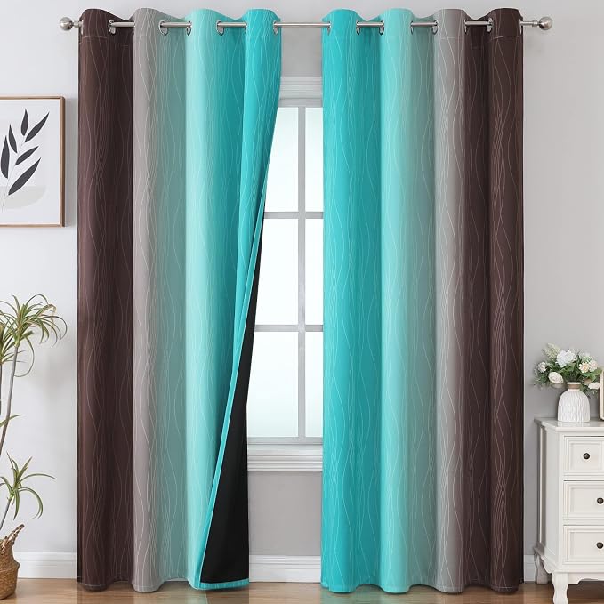 Estelar Textiler Ombre Blackout Curtains 102 Inches Long 2 Panels Set, Full by ESTELARTEXTILER
