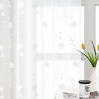 HOMEIDEAS White Sheer Curtains 63 Inch Length 2 Panels White Embroidered Floral by HOMEIDEAS