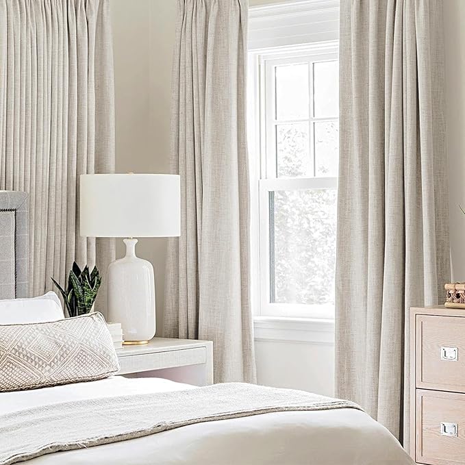 MIULEE Linen Blackout Curtains for Bedroom Thermal Insulated Birch Grommet Room - Image 2