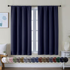 Simplebrand Ava Navy Blue Short Blackout Curtains by Simplebrand