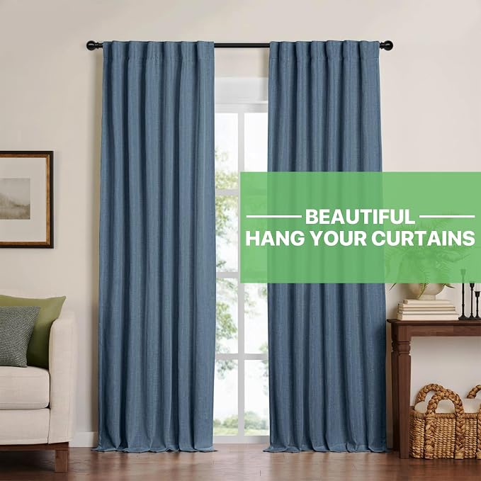 Curtain Rods for Windows 48 to 84, 2 Pack Black Curtain Rod - Image 2