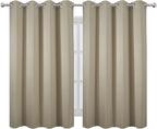 LEMOMO Blackout Curtains 52 x 45 inch/Beige Curtains Set of 2 Panels/Thermal - Image 2