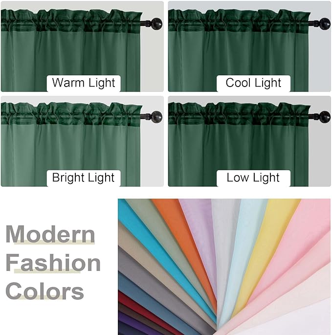 Sheer Hunter Green Curtains for Bedroom Living Room 90 Inches Long 2 Panels Set - Image 6