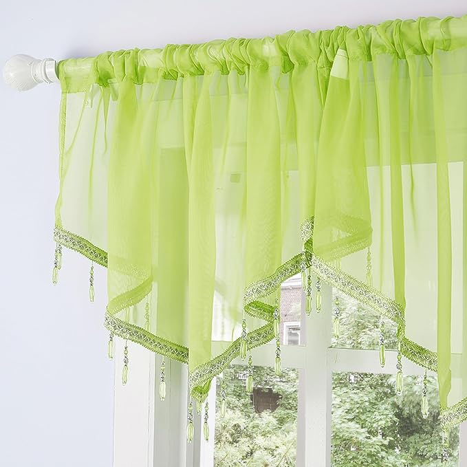 Molaxhome Swag Curtain 51 inch Length Rod Pocket Scalloped Curtain Valance - Image 2