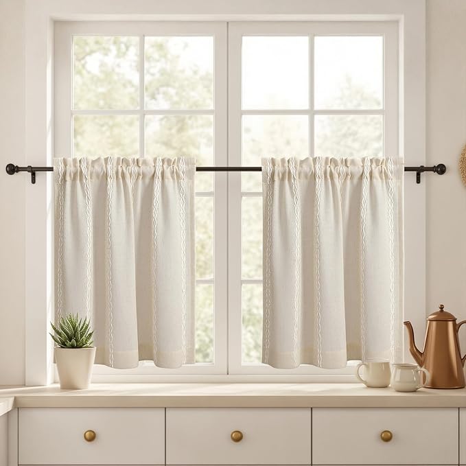 Boho Kitchen Cafe Curtains 25x24 Inch, 2 Panels - Image 2