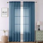 Lecloud Dusty Blue Sheer Curtains 90 Inches Long 2 Panels, Light Filtering by Lecloud