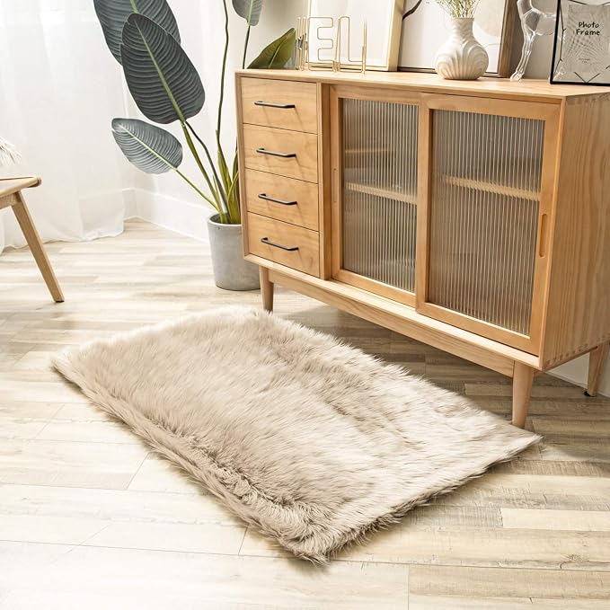 Ashler faux fur rug, Fluffy Shaggy Area Rug Ultra Soft 2.2 x 4 Feet Rectangle - Image 3