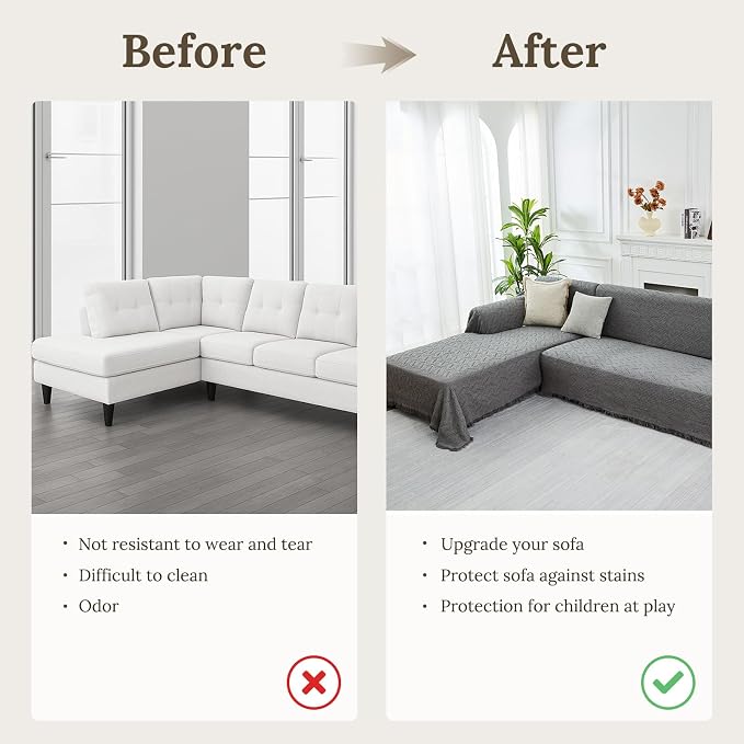 HOMERILLA Sectional Couch Covers 2 Pieces L Shaped Sofa Cover - Image 4