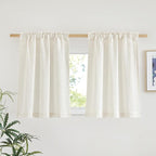 NICETOWN Cafe Curtains 30 inch Length, Rod Pocket & Back Tab Natural Linen - Image 2